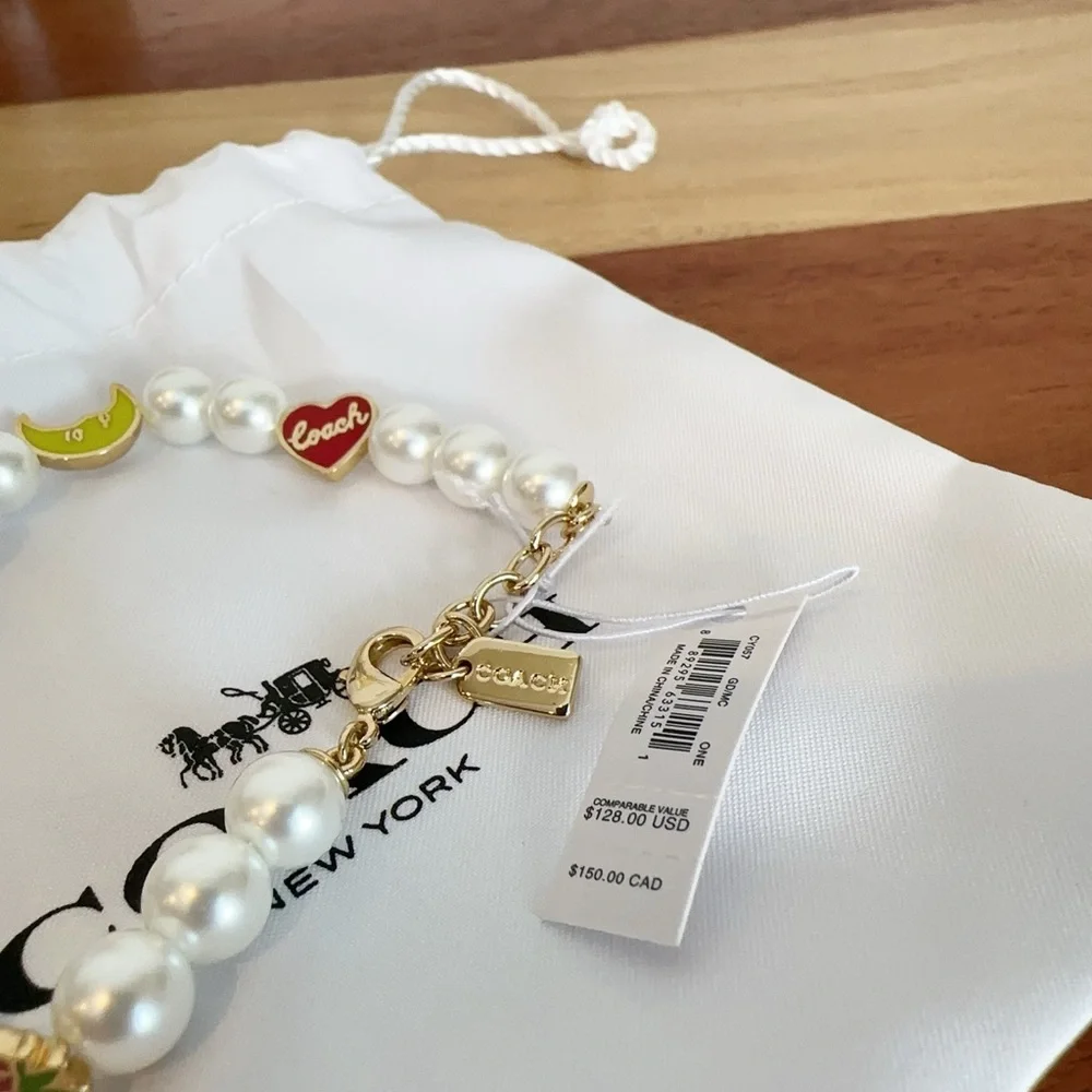 NWT Coach Heart And Moon‎ Pearl Bracelet